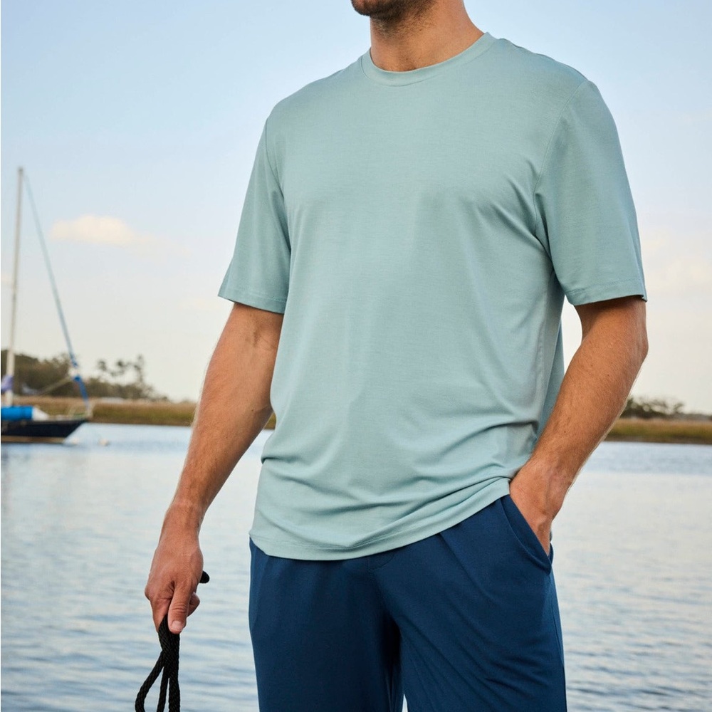 LAKE Mens Pima Cotton Crewneck T-Shirt Sea Green Size Large